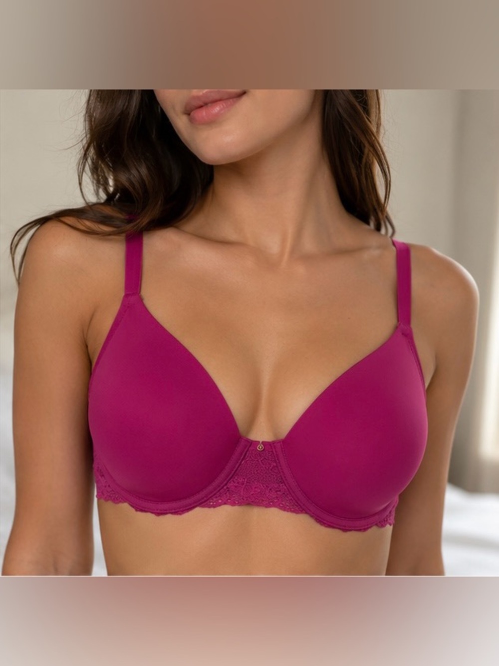 Natori Bliss Perfection Bra 34DDD Sakura Pink Underwire T-Shirt Lace Comfort